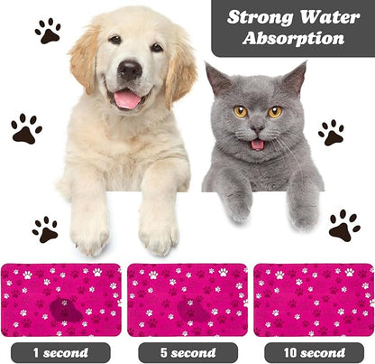 Dog Food Mat, Absorbent Water Bowl Mats Cat Pet Feeding Placemats Pink 24 * 32 inch