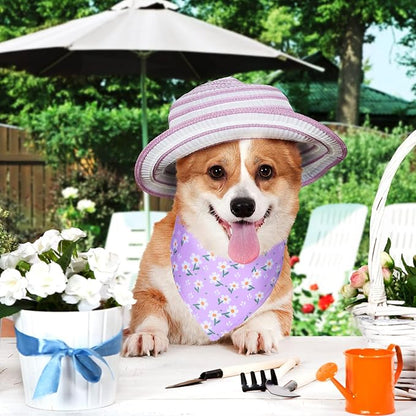 Eccliy 30 Pack Flower Dog Bandanas Bulk Summer Soft Triangle Dog Scarfs Polyester Bandana Pet Costume Cute Scarf Bibs with Flowers Patterns for Small Medium Large