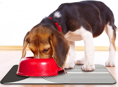 Dog Food Mats for Floors Waterproof, Cat Water Bowl Mats Pet Feeding Absorbent Mat Placemats for Food and Water Black Bohemia 24 * 32 inch