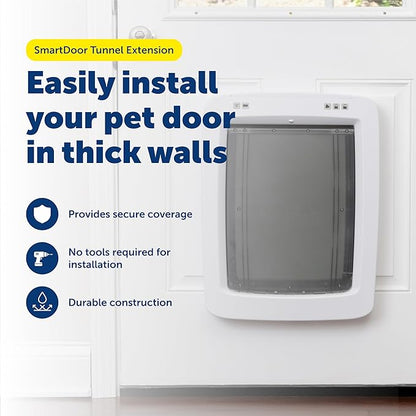 PetSafe SmartDoor Connected Pet Door Tunnel Extension - Long-Lasting Durable 2" Plastic Depth Extender - Quick No Tool DIY Setup for Interior Exterior Wall Installations - Large