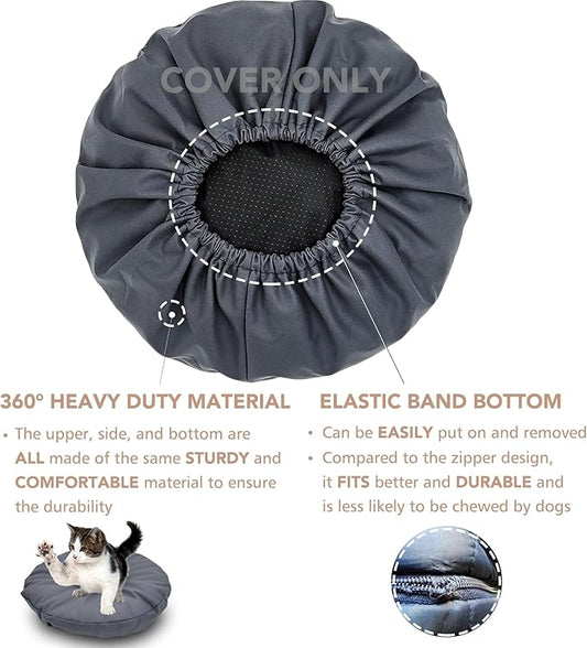 Dog Bed Cover Waterproof Replacement Machine Washable Covers for Dog Bed Heavy Duty Scratch Resistant Mattress Protector Pet Bed Round 20x20 Inch Cover Only
