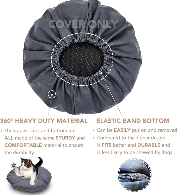 Dog Bed Cover Waterproof Replacement Machine Washable Covers for Dog Bed Heavy Duty Scratch Resistant Mattress Protector Pet Bed Round 44x44 Inch Cover Only