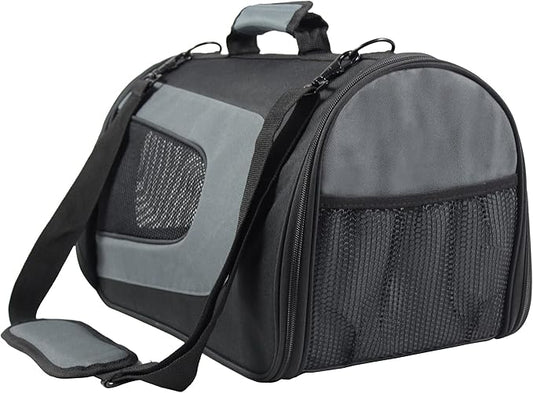 EliteField Deluxe Soft Pet Carrier (3 Year Warranty, Airline Approved), Multiple Sizes and Colors Available (18" L x 10" W x 11" H, Black+Gray)