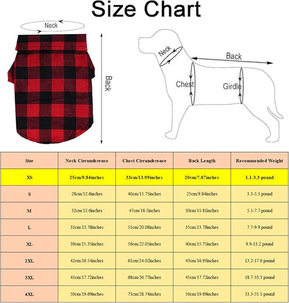 Tongcloud 3 Pack Plaid Puppy Cat Shirt - Cute Dog Shirts for Large Dogs and Cats - Birthday Party and Holiday Photo