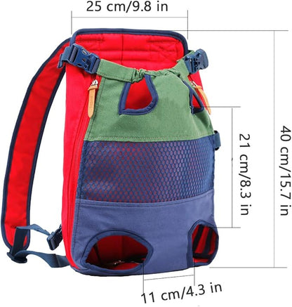 Lifeunion Legs Out Dog Carrier Backpack Hands-Free Adjustable Pet Travel Carrier for Small Medium Dogs Cats Motorcycle Hiking Walking (Green+Blue)