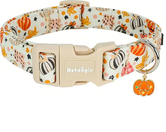 Halloween Dog Collars, Fall Dog Collar for Dogs, Fun Multi-Color Pumpkin Dog Collars for Extra Small Dogs, Adjustable Cotton Small Dog Collar Puppy Collar for Halloween & Thanksgiving