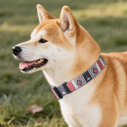 QQPETS Adjustable Soft Dog Collar: Print Flower Pink Multicolor Cute Patterns for XS Small Medium Large Pet Girl Boy Puppy Walking Running Training