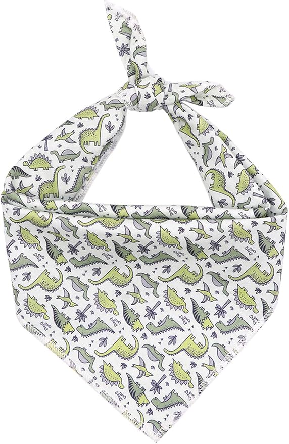 ARING PET Dinosaur Dog Bandanas, Summer Kerchief Triangle Bibs Scarf for Puppy Small Medium Large Boy Girl Dogs Cats-L