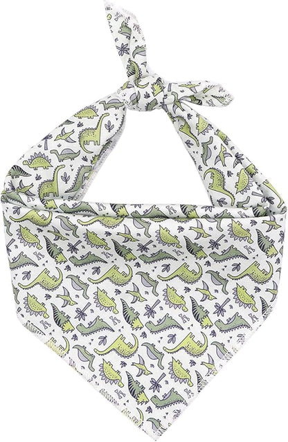 ARING PET Dinosaur Dog Bandanas, Summer Kerchief Triangle Bibs Scarf for Puppy Small Medium Large Boy Girl Dogs Cats-L