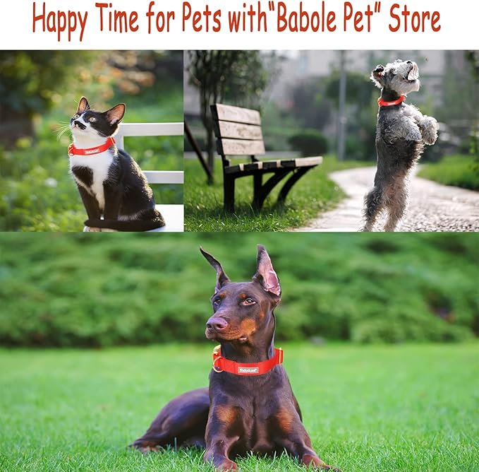 Nylon Dog Collar - Adjustable Red Soft Webbing Dog Collars for Small Medium Large Dogs Boy Girl Puppy Collar with Safety Metal Buckle L