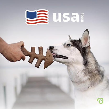 Benebone Fishbone Durable Dog Chew Toy for Aggressive Chewers, Real Fish, Made in USA, Small