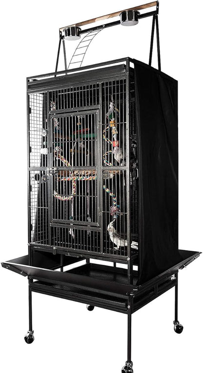 Colorday Good Night Bird Cage Cover for Large Bird Cage with Play Top (Patented), Black 68"