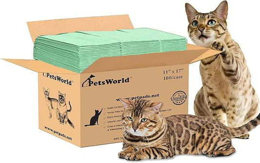 PetsWorld Universal Fit Multi-Cat Pad Refills for Litter Box, Fresh Scented, Ultra-Absorbent, Odor Control, Pack of 100