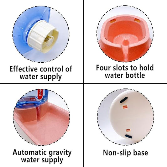 kathson Gravity Dog Water Dispenser Automatic Cat Drinking Water Station 1 Gallon Large Capacity Puppy Water Bowl for Small and Medium Dogs Cats Pink