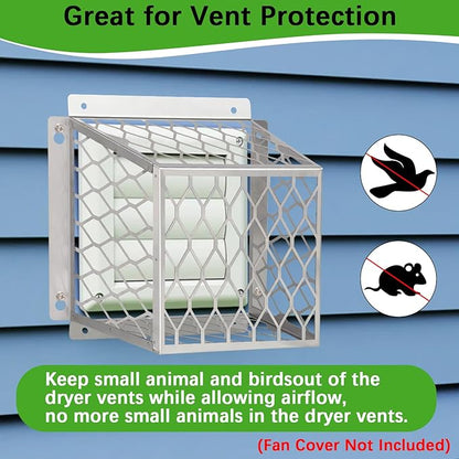 Dryer Exhaust Guard Vent Cover,Dryer Vent Bird Guard for Most 3" to 4" Fan Cover, 7"Lx7"Wx5"H Stainless Steel Ventilation Bird Cage for Bathroom Exhaust Ventilation Fan,2PCS