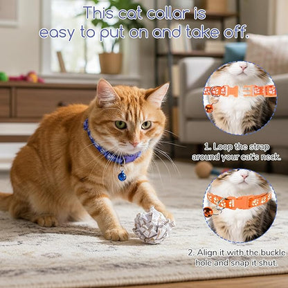 Breakaway Cat Collars with Bells, 16 PCS Breakaway Cat Collars Reflective Safety Kitten Collar Adjustable for Cats Small Dogs, Mixed Colors