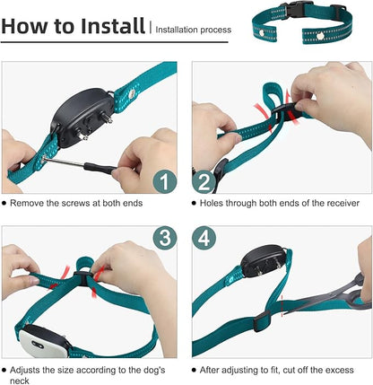 Collar Replacement Strap, Reflective Replacement Nylon Collar Strap Dog GPS Training Bark Receiver Collars, Durable Adjustable E Collar Straps for Small Medium Large Dogs, Green