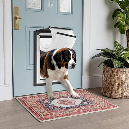 MAVRICFLEX Extra Large Dog Door for Door - All-Stainless Steel Frame, Weather-Resistant Double Soft Flaps, 2 Sliding ABS Panels for Door Use, Fits Giant Dogs Up to 220 LBS, Easy Install, Black