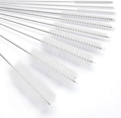 CiaraQ Bottle Cleaning Brushes, 8 Inch Nylon Tube Brush Set, Cleaner for Narrow Neck Bottles Cups with Hook, Set of 10pcs.
