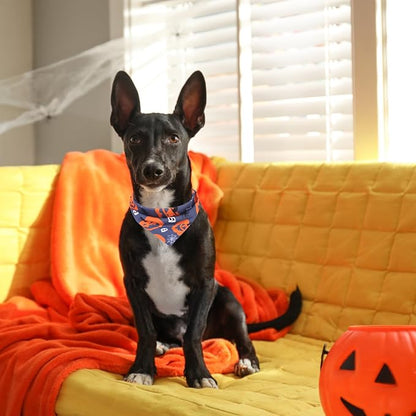 PAWCHIE Dog Halloween Bandanas 4 Pack, Reversible Pumpkin Dogs Scarf Bibs, Dog Holiday Costume Set with Two Adjustable Snaps, Multiple Halloween-Themed Patterns for Dogs Puppy, Cats, Pets