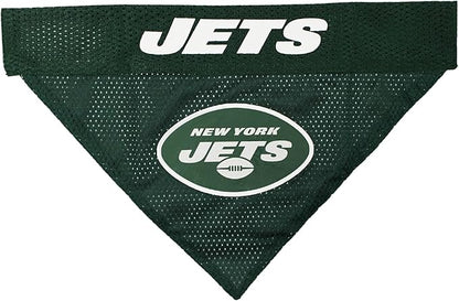 Pets First NFL DOG BANDANA - NEW YORK JETS REVERSIBLE PET BANDANA. 2 Sided Sports Bandana with a PREMIUM Embroidery TEAM LOGO, Small/Medium. - 2 Sizes & 32 NFL Teams available