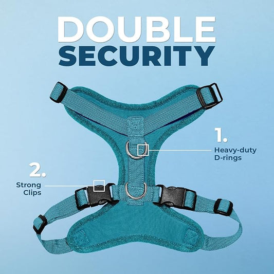Voyager Step-in Pet Harness - All Weather Mesh, Adjustable Step in Harness for Cats and Dogs by Best Pet Supplies - Turquoise, M