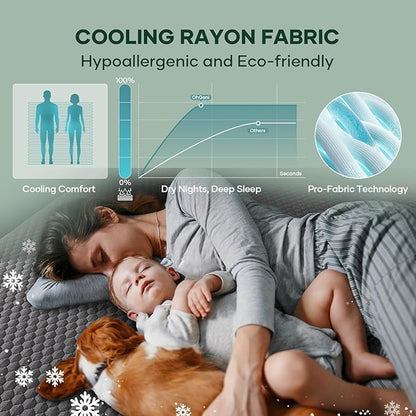 OhGeni 100% Waterproof Mattress Protector, Twin XL-Gray Size Mattress Pad, Fits 6"-20" Mattresses with Deep Pocket, Cooling, Breathable Fitted Sheets, Soft Bed Cover, Noiseless, Machine Washable