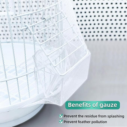 Large Bird Cage Cover, Bird Cage Seed Catcher, Adjustable Soft Airy Nylon Mesh Net, Birdcage Cover Skirt Seed Guard for Parrot Parakeet Macaw African (Solid-White, 15.7" x118")