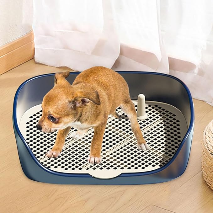 Dog Tray with Wall for Cats and Dogs, Elevated Pet Feeding Station, Wall-Mounted Pet Bowl Tray with Barrier, Multi-Level Pet Food Dispenser for Clean Feeding- Blue S