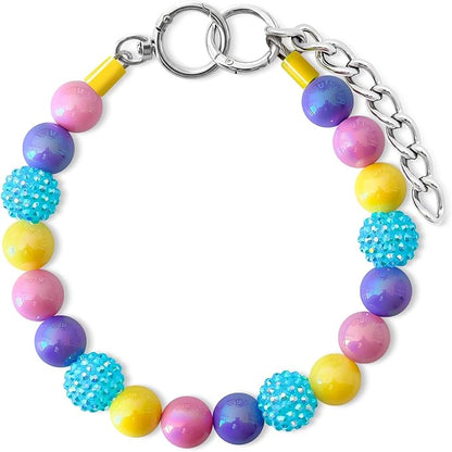 Beaded Dog Necklace Collar, Adjustable Jewelry-Inspired Design with Sparkle Beads (Iridescent Pastels, Medium)