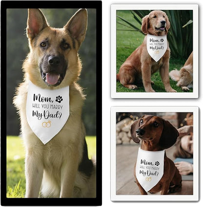 Engagement Gifts Mom,Will You Merry My Dad? Dog Bandana Pet Scarf Wedding Photo Prop Pet Accessories for Dog Lovers Owner Gift Engagement Party Bridal Shower Decorations