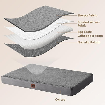 EHEYCIGA Orthopedic Medium XL XXL Dog Beds for Medium Large Extra Large Dogs with Removable Washable Cover for Crate,Grey, 36 * 27 * 3.5 inches