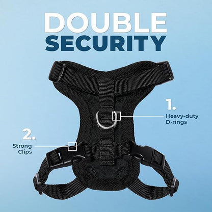 Voyager Escape-Proof Step-in Lock Cat Harness & 5ft Neoprene-Handle Leash Set All-Weather Mesh with Reflective Stitching for Small to Large Cats by Best Pet Supplies, Black, XXS