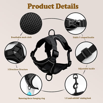 Cat Harness and Leash for Walking, Escape Proof Soft Adjustable Vest Harnesses for Cats (Grey, Medium)
