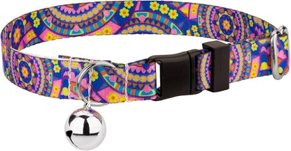 Country Brook Petz - Blue Boho Mandala Cat Collar - Groovy Collection Featuring Far Out Designs