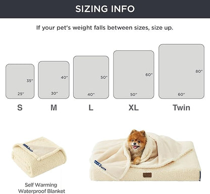 Bedsure Self Warming Blanket for Medium Dogs & Cats - Waterproof, Washable Couch Protector, Sherpa Fleece Puppy Blanket, Soft Plush Reversible Throw, 30"X40", White