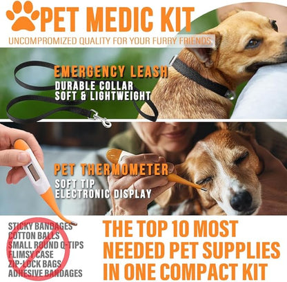 EVERLIT Pet Medic First Aid Kit | 95 Pcs Vet-Approved Medical, Outdoor & Emergency Supplies for Dogs, Cats, Animal Care | Travel-Friendly Compact Bag for Home, Car and Travel (Raven Black)