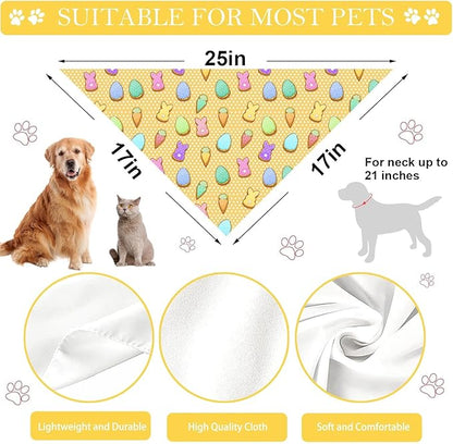 Easter Dog Bandana, 2 Pack Adjustable Holiday Party Pets Rabbit Easter Egg Bandana Triangle Bibs Cat Scarf Set