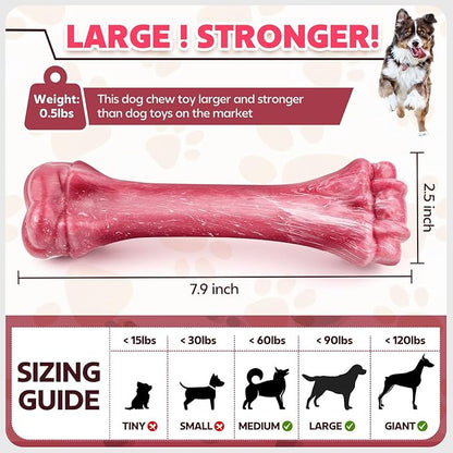 Dog Toys for Aggressive Chewers, Indestructible Dog Bones for Aggressive Chewers, Tough Chew Toy for Heavy Duty Dogs, Big Teething Toys with Durable Nylon for Large/Medium Breed Puppies
