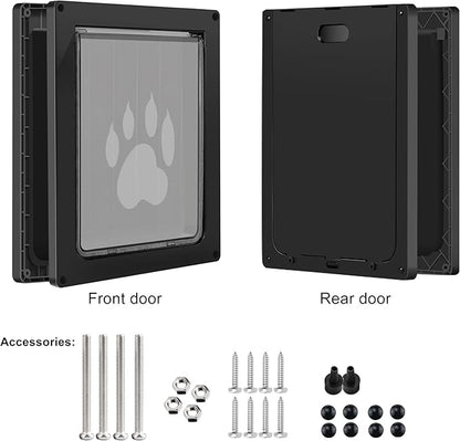 CEESC Large Dog Door for Pets Up to 100 lb, Weatherproof Pet Door for Cats and Dogs, Durable, Snap-in Closing Panel Included, Suitable for Interior and Exterior Doors (Large, Black)