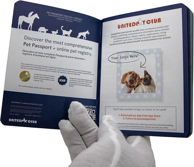 Color Premium PU Leather stitch-sewn US Pet Passport Medical Record for Pet Health and Vaccination English + Spanish for Cat, Dog, Puppy and Kitten (Teal, Single)