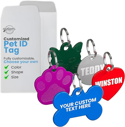 Dr. Fremont's Pet ID Tag Custom for Dog Cat Personalized | Many Shapes and Colors to Choose from | Made in USA | Strong Anodized Aluminum
