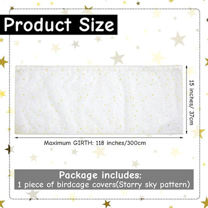 Shappy Large Bird Cage Cover, Bird Cage Seed Catcher, Adjustable Star Pattern Nylon Mesh Net for Parrot Parakeet Macaw Pet Supplies(White)