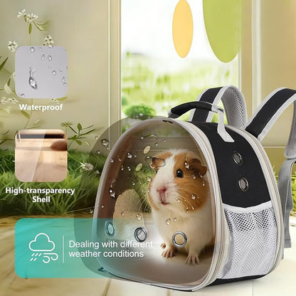 Back Expandable Backpack for Small Animals, Portable Travel Bag Breathable Pet Carrier Cages for Bunny, Guinea Pig, Bearded Dragon, Lizard, Rabbit, Squirrel, Tortoise, Kitten, Sugar Glider