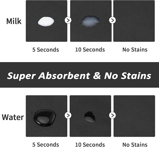 Dog Food Mat - Absorbent Cat Mat for Food and Water, No Stains Pet Feeding Bowl Mat, Easy to Clean Pet Placemats, Quick Dry Dog Water Dispenser Mat for Messy Drinkers | Paw Black 18"x 28"