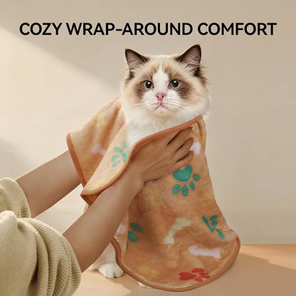 LINENLUX 1 Pack 3 Blankets Super Soft Fluffy Premium Fleece Dog Blankets for Puppy Cat Pet Blanket Flannel Throw Warm Sleep Bones and Claws 40x31 inches