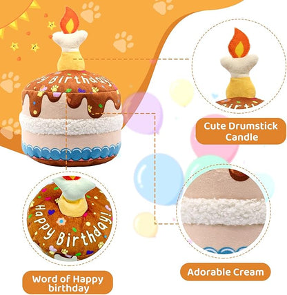 Dog Birthday Cake Toy, Interactive Crinkle Chew Toy for Small Medium Large Dogs, Durable Pet Birthday Gifts & Party Accessories, Cute Soft Puppy Celebration Fun for All Breeds,5.5''
