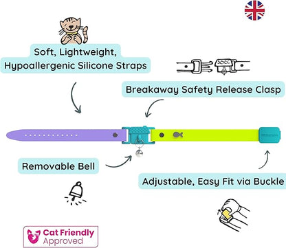 Kittyrama Cat & Kitten Collar - Cat Friendly Award Winner - Soft, Comfortable, Hypoallergenic, with Release Buckle - Seen in Vogue Magazine - Tahiti - Other Styles Available