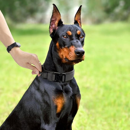 Tactical Dog Collar, Adjustable Military Training Nylon Dog Collar with Control Handle and Heavy Quick-Release Metal Buckle for Small Medium Large Dogs, Grey XXL