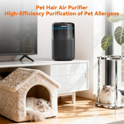 AIRROMI HEPA Air Purifier for Bedroom&Home,Pet Air Purifier for Home Pets,Removes Pet Odor,Cat Litter Smell,Dust,Smoke&Allergies,Quiet Room Air Purifier with Scents,360°Air Cleaner,A2005 Black